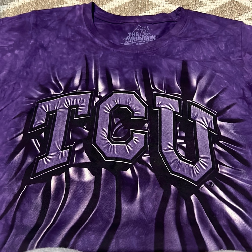 The Mountain TCU Texas Christian purple tie dye t shirt -women’s small